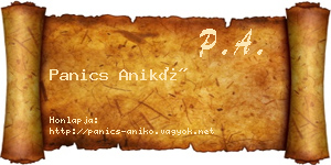 Panics Anikó névjegykártya